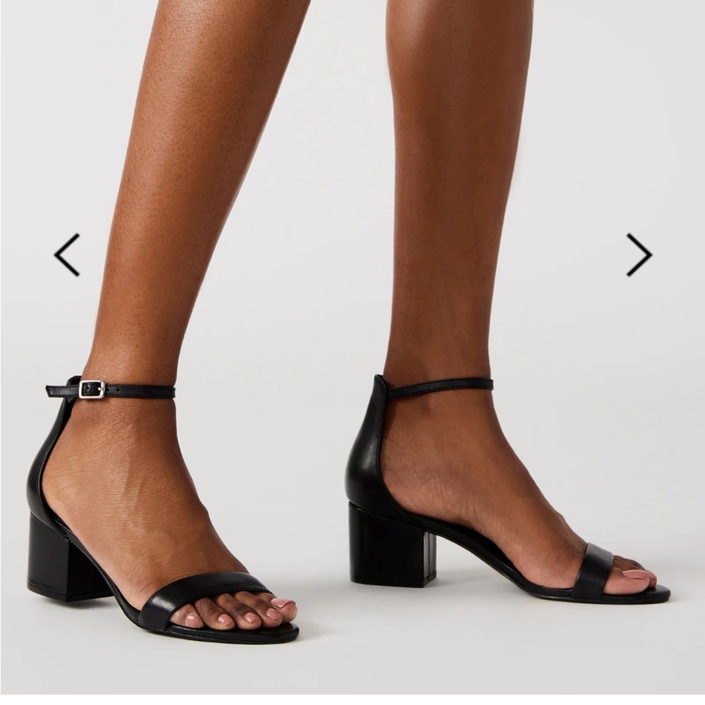 Steve Madden Black Leather Block Heel Sandals